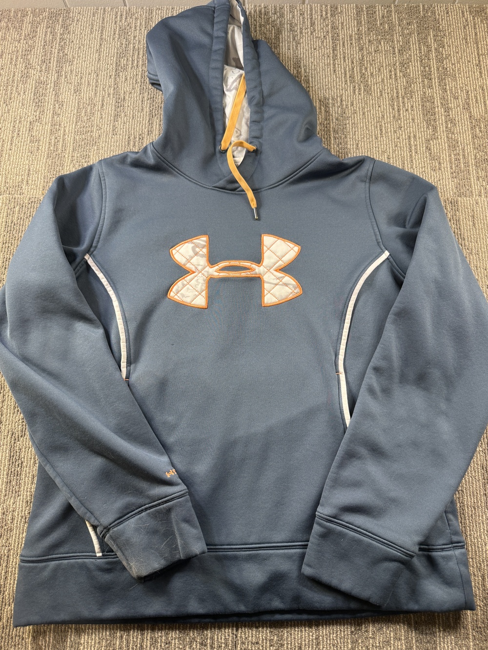 Under Armour Storm Hoodie Mens Large Blue Pullover Fleece Sweatshirt Logo